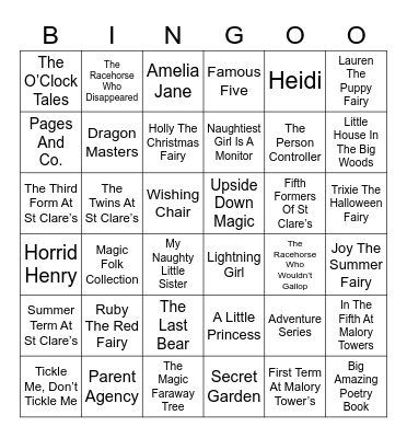 Leela's Favourite Books Bingo Card