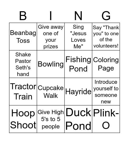 Fall Festival Bingo Card