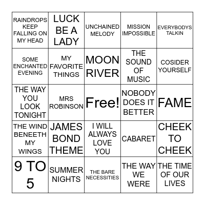 AT THE MOVIES Bingo Card
