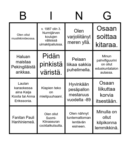 Tutustutaan Bingo Card
