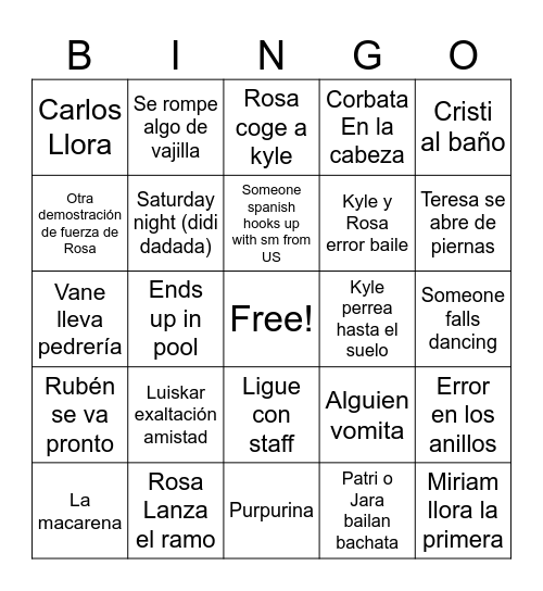 Boda de Rosos Bingo Card