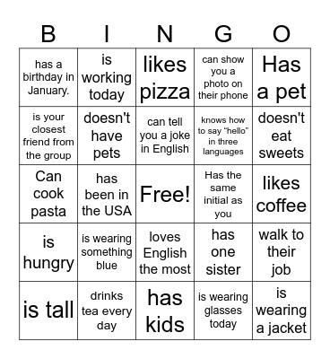 Find Someone Who... Bingo Card