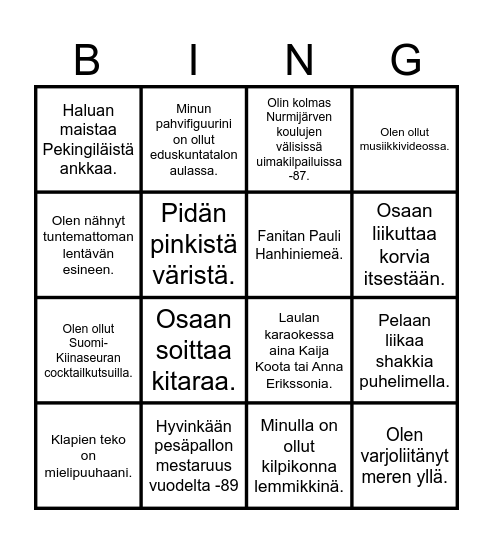 Tutustutaan Bingo Card