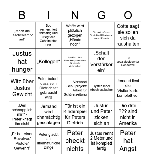 Die drei ??? Bingo Card
