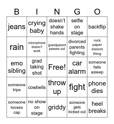 graduation Bingo Card