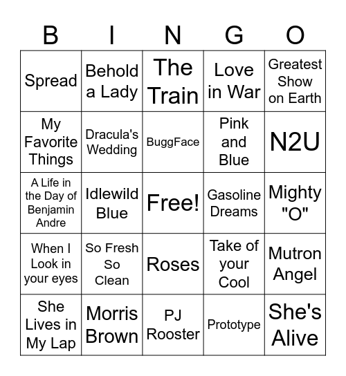 Outkast Mix #3 Bingo Card