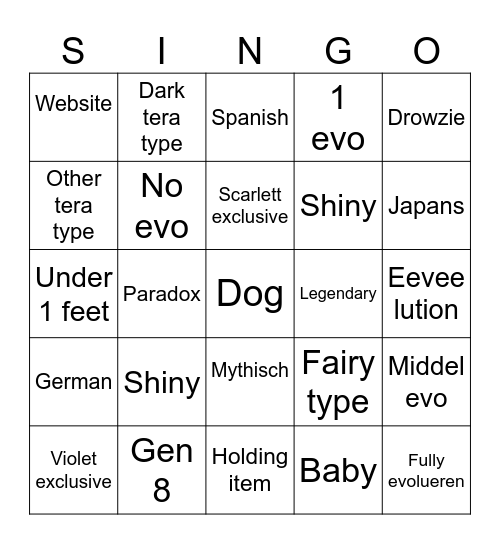 Scarlett Bingo Card