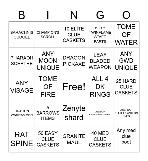 DROP BINGO! Bingo Card