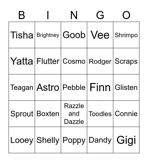 Twisteds Bingo Card