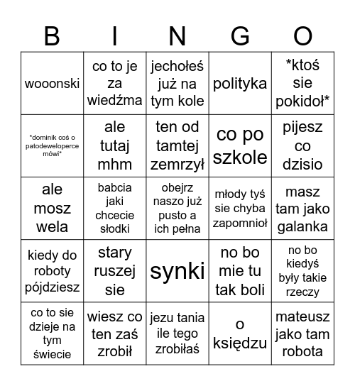 Impra core Bingo Card