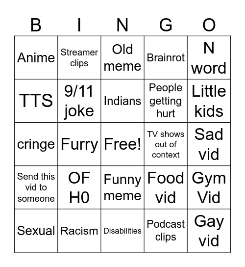 Ig reels bingo Card