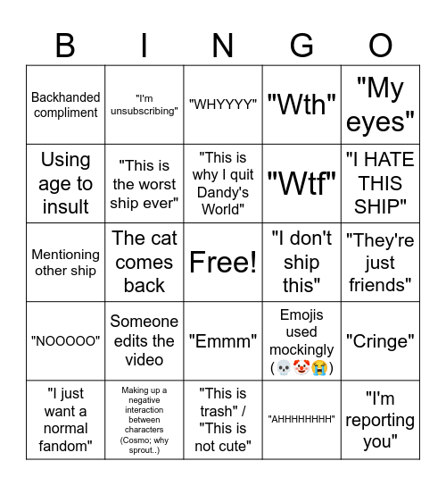 Moonberry hate bingo Card