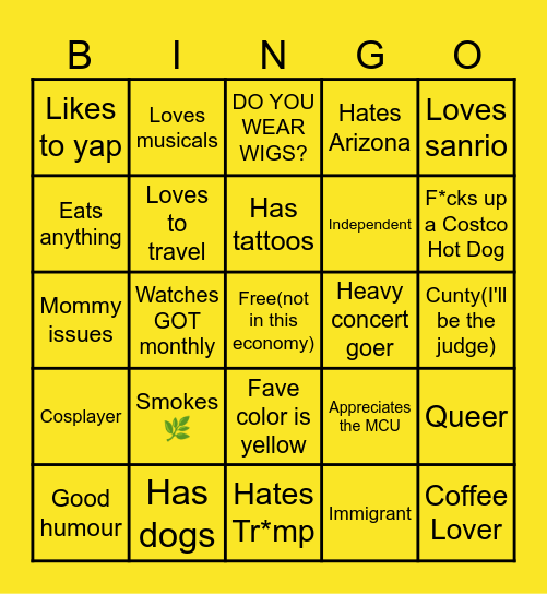 Would you be Mattie's BFF? Bingo Card