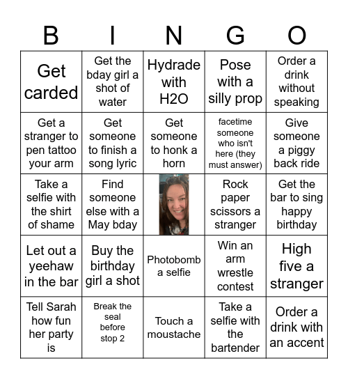 Sarah's Nifty Fifty Train Crawl Bingo Card