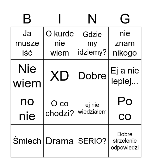 Urodziny Bingo Card