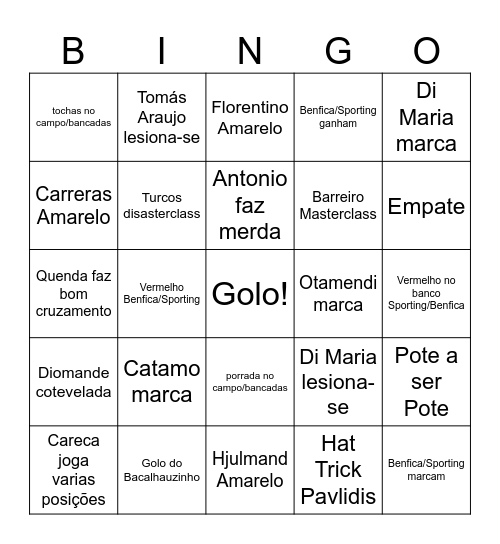 Bingo do Dérbi Bingo Card
