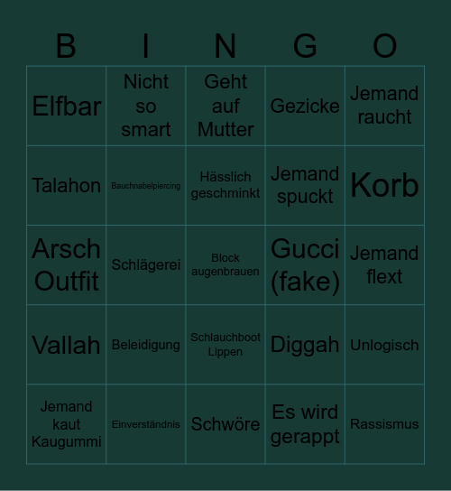 Frankfurt Tinder Bingo Card