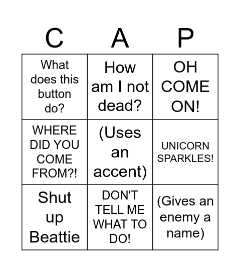 Captain Bingo Card