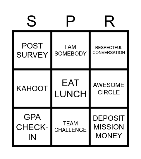 Achievers MN - S.P.A.R.K. Bingo Card