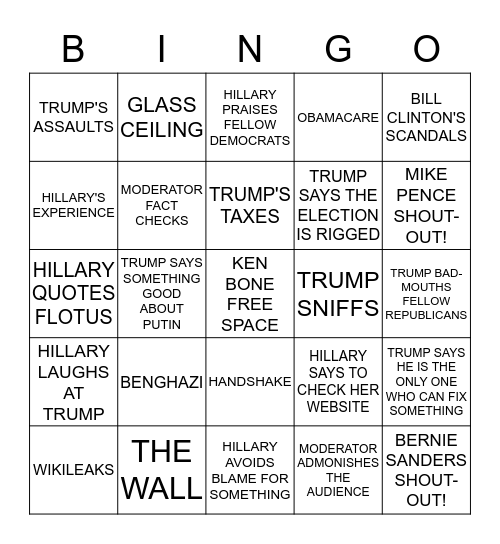 3RD DEBATE - WHERE THE RULES ARE MADE UP AND THE POINTS DON'T MATTER Bingo Card