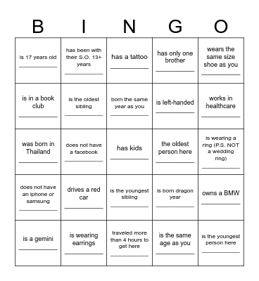Find Someone Who... Bingo Card