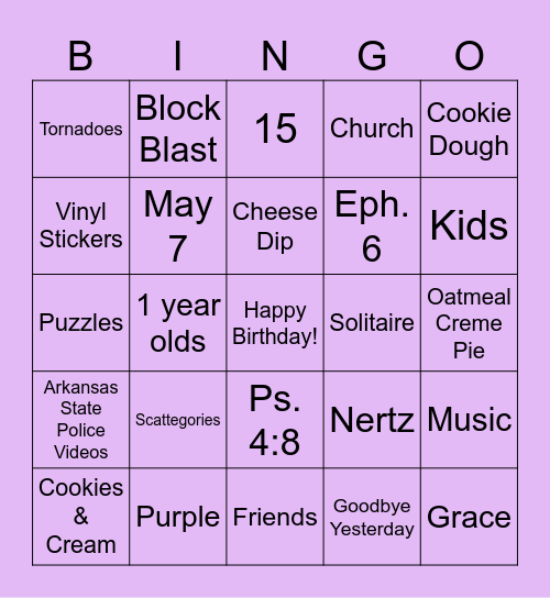 Madilynn Bingo Card