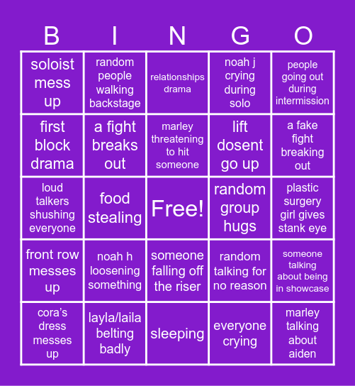 Show Bingo Card