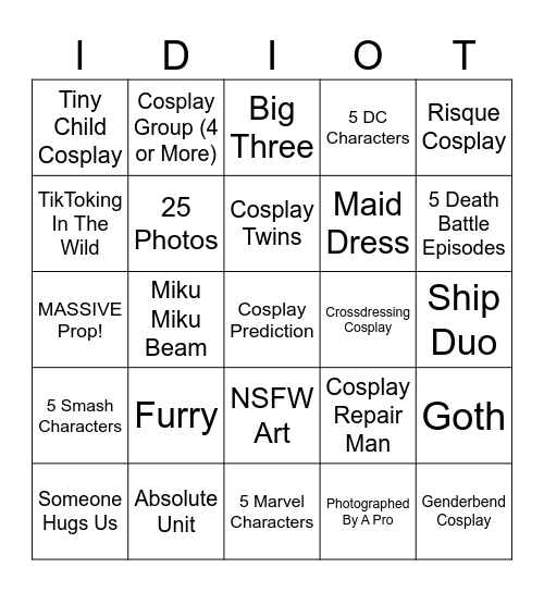 3 IDIOTS COMICCON BINGO Card