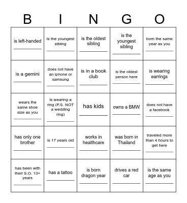 Find Someone Who... Bingo Card