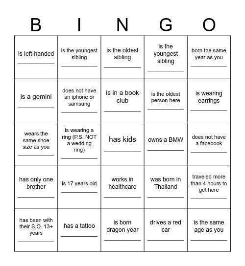 Find Someone Who... Bingo Card
