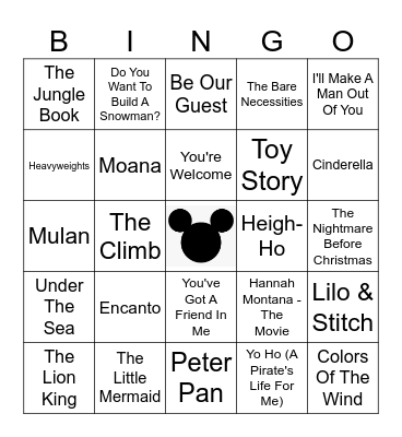 Disney (Part 1) Bingo Card