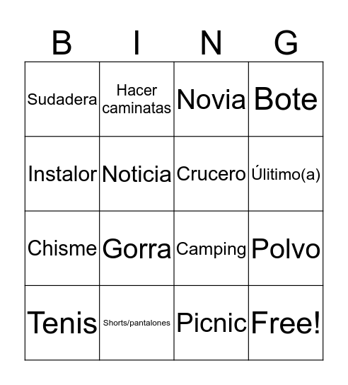 concha Bingo Card