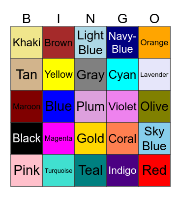 Colors Bingo Card