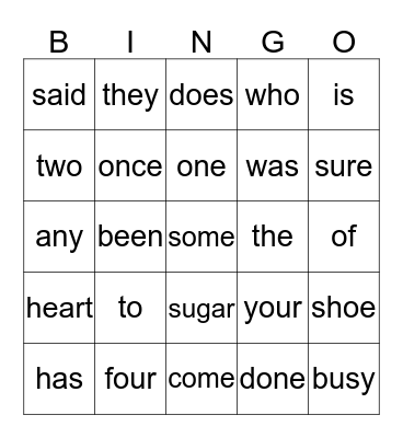 Rule Breaker Words Bingo Card