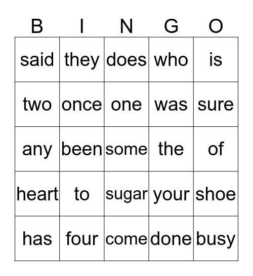 Rule Breaker Words Bingo Card
