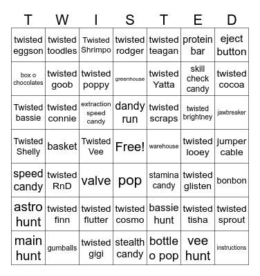 Dandy's World Bingo Card