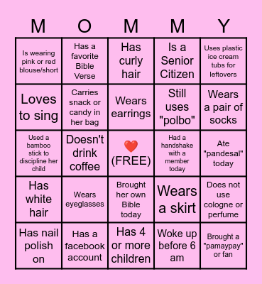 BING-GO-GO-GO, MOMMY! Bingo Card