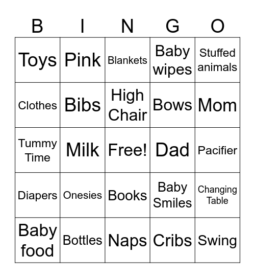 Baby Shower Bingo Card