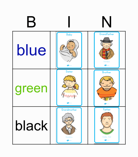 Family Members Bingo Card