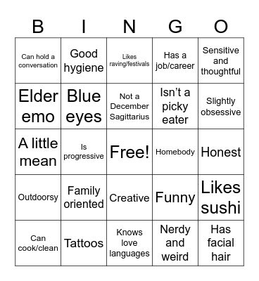 Paola’s Type Bingo Card