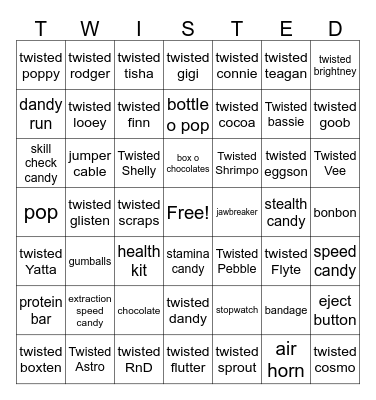 Dandy's World Bingo Card