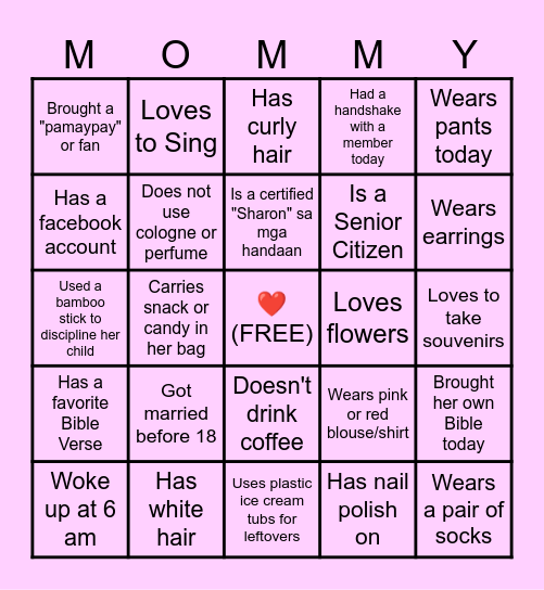 BING-GO-GO-GO, MOMMY! Bingo Card