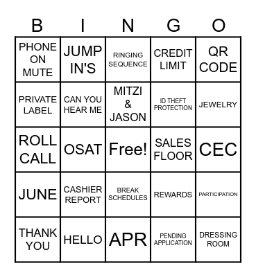 Conference Call Bingo Card