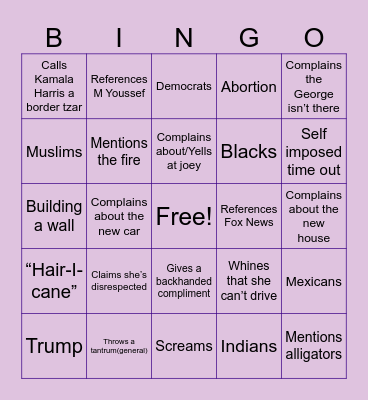 Mother’s Day bingo Card