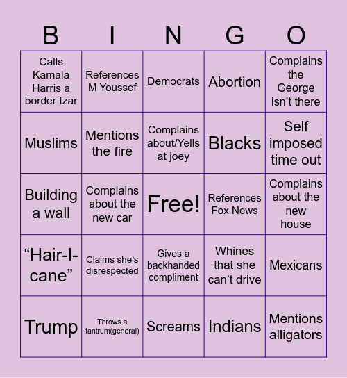 Mother’s Day bingo Card