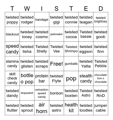 Dandy's World Bingo Card