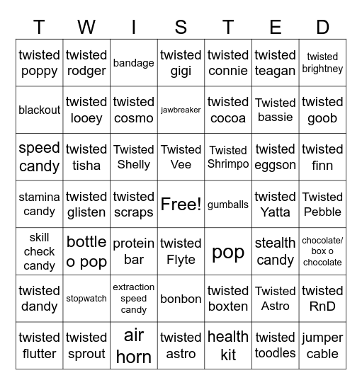 Dandy's World Bingo Card