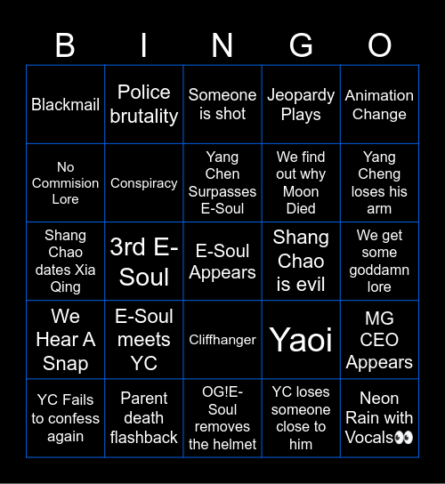 TBHX Episode 6 BINGO Card
