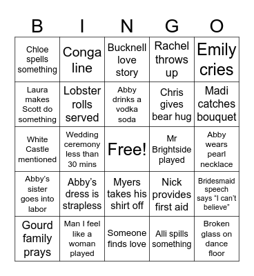 Abby is gourding married Bingo Card