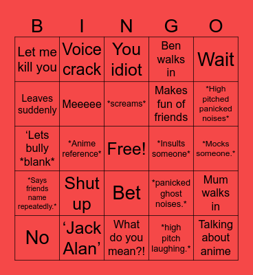 Joshy’s Game Bingo Card